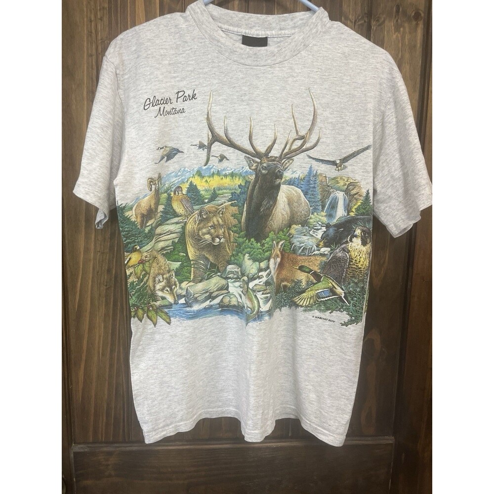 Vintage Habitat T Shirt Single Stitch 1994 Wildlife Collection Men’s Med Montana